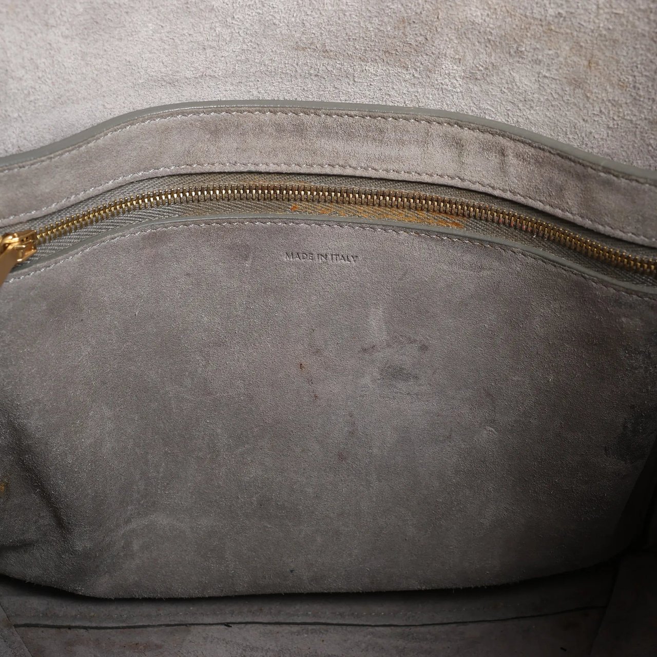Celine CELINE Seau Sangle Bucket Leather Shoulder Bag in Gray Grijs