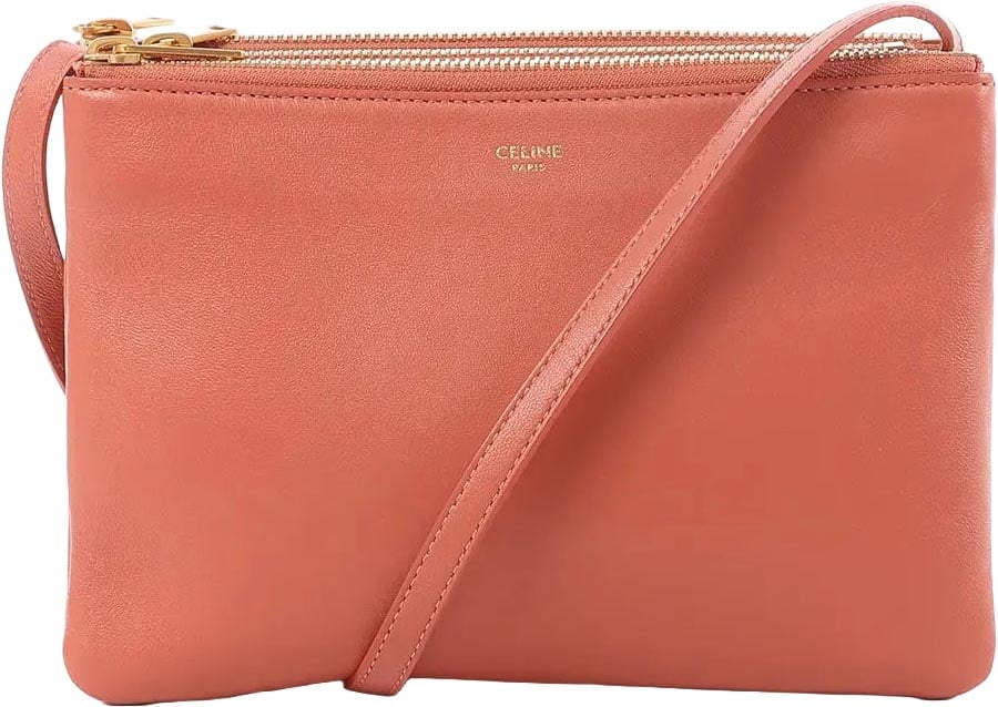 Celine Celine Trio Small Leather Crossbody bag in Orange Oranje