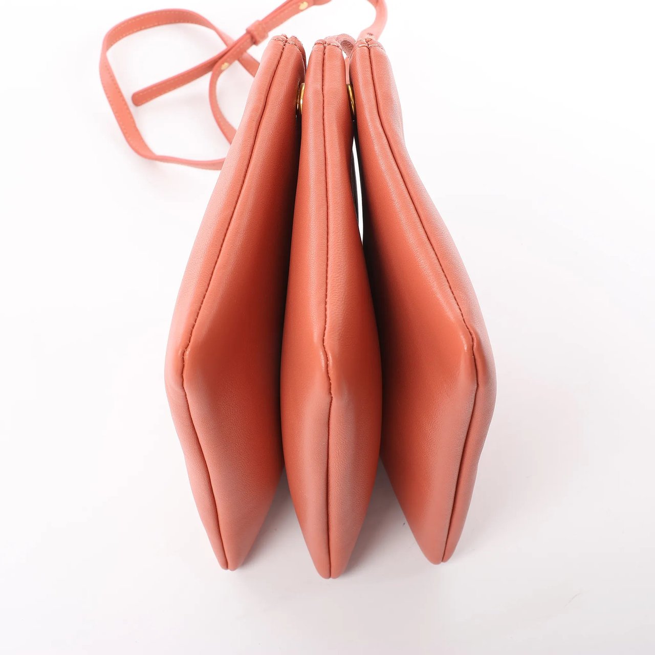 Celine Celine Trio Small Leather Crossbody bag in Orange Oranje