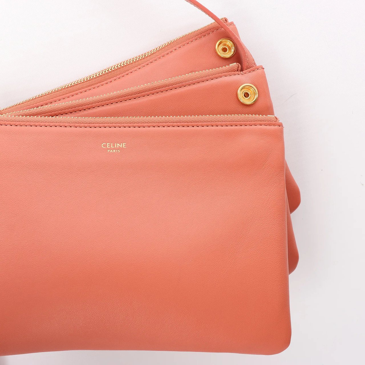 Celine Celine Trio Small Leather Crossbody bag in Orange Oranje