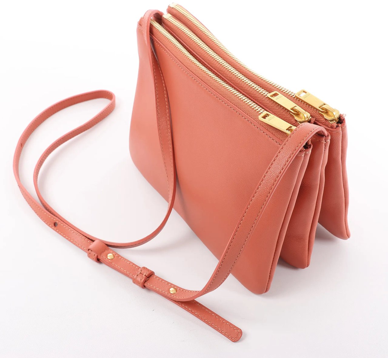 Celine Celine Trio Small Leather Crossbody bag in Orange Oranje