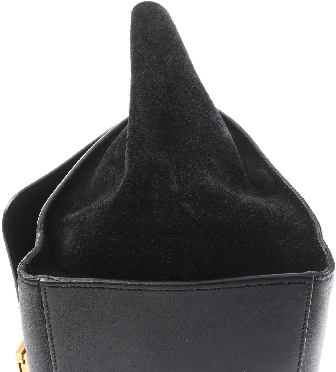 Celine CELINE Trapeze Croc Embossed Leather x Suede 2Way Handbag in Black Zwart
