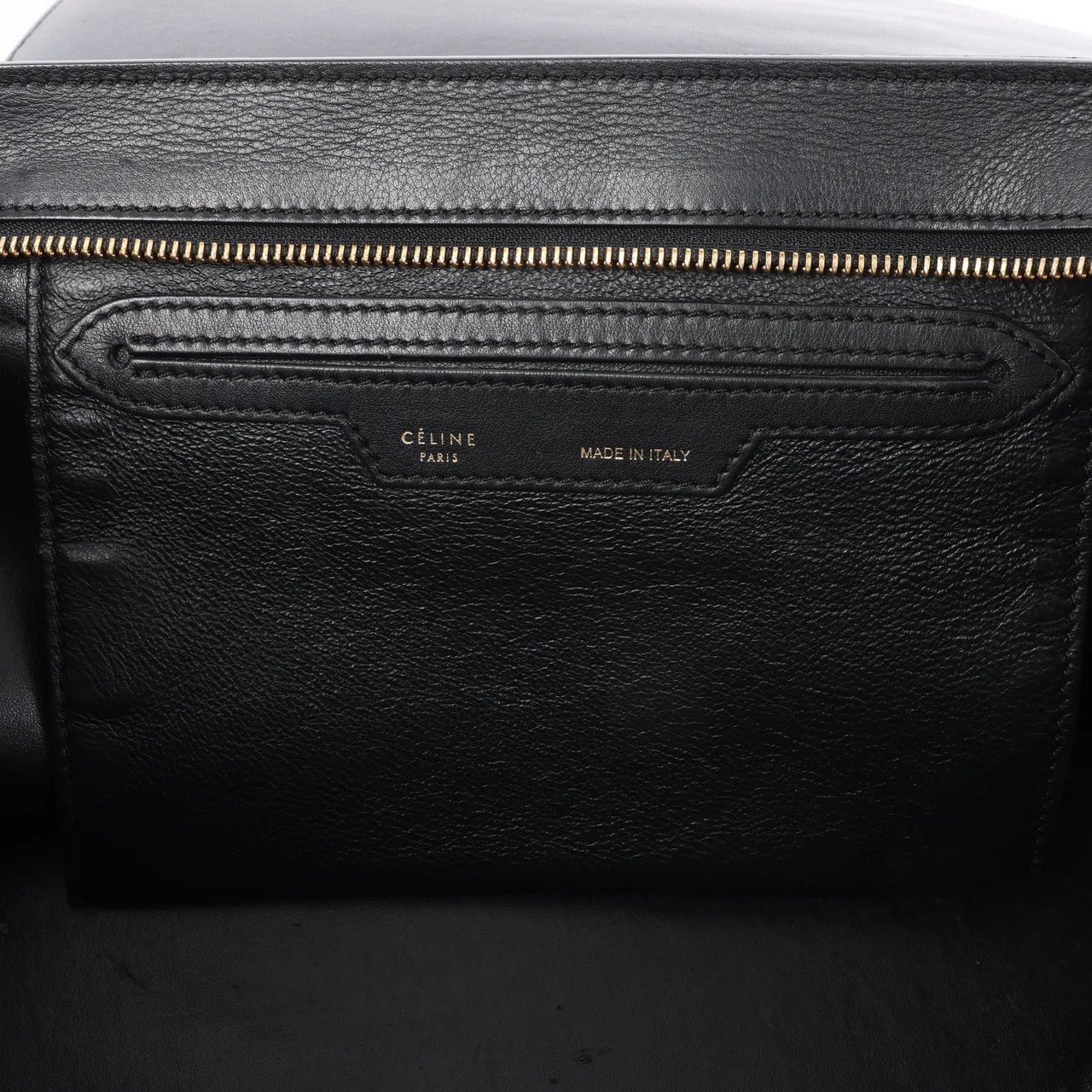 Celine CELINE Trapeze Croc Embossed Leather x Suede 2Way Handbag in Black Zwart