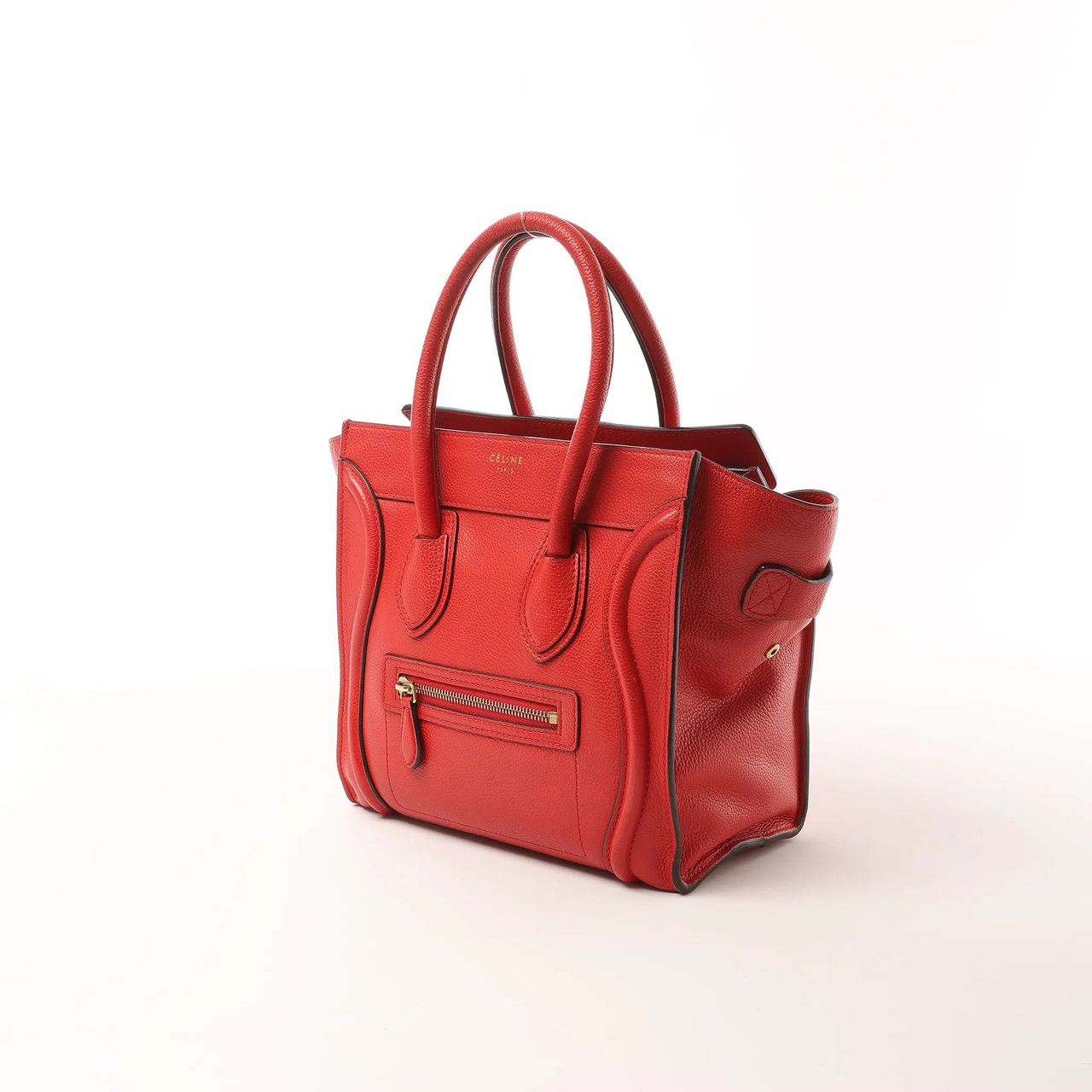 Celine CELINE Luggage Micro Leather Handbag in Red Rood