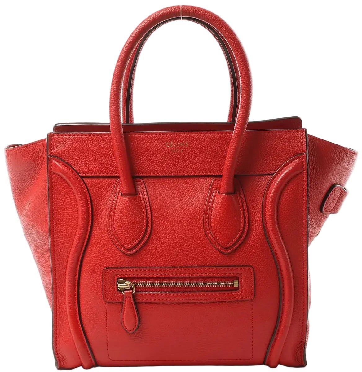 Celine CELINE Luggage Micro Leather Handbag in Red Rood