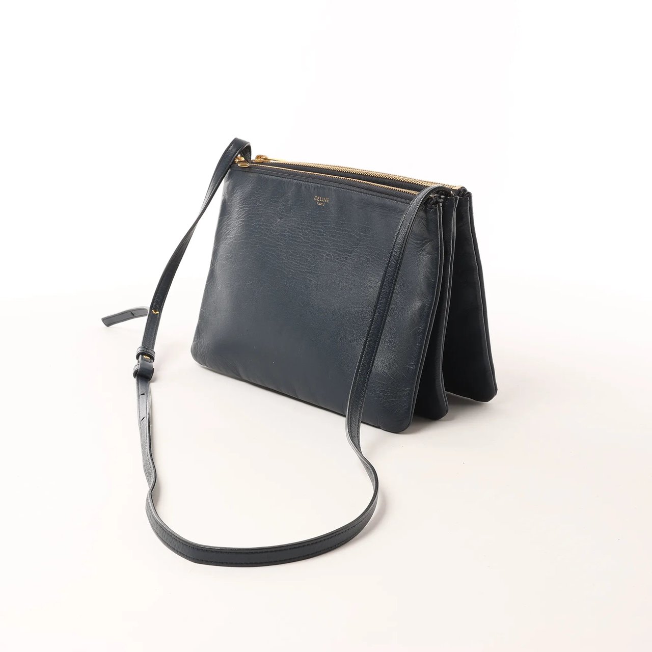 Celine Celine Trio Large Leather Crossbody bag in Navy Blue Navy