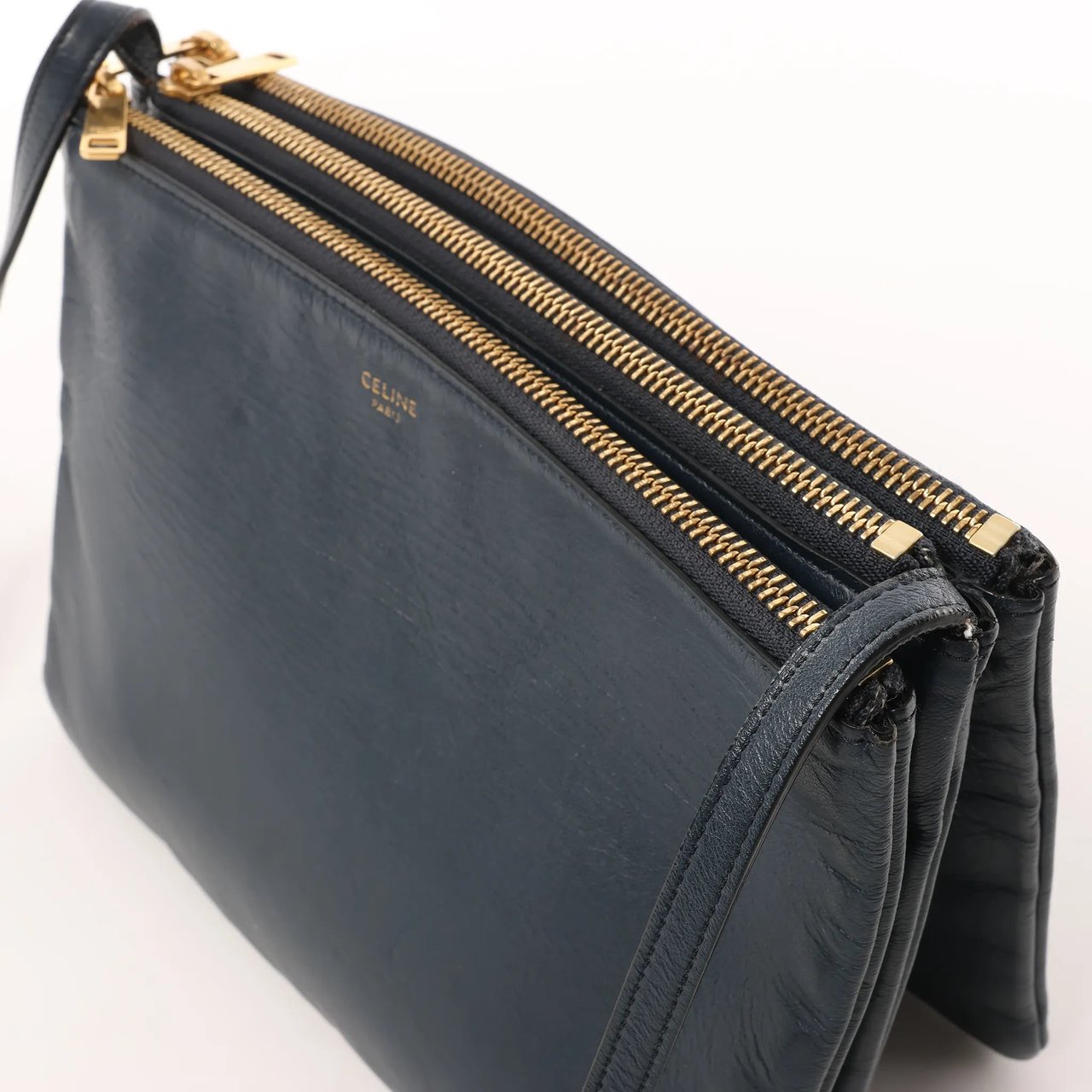 Celine Celine Trio Large Leather Crossbody bag in Navy Blue Navy