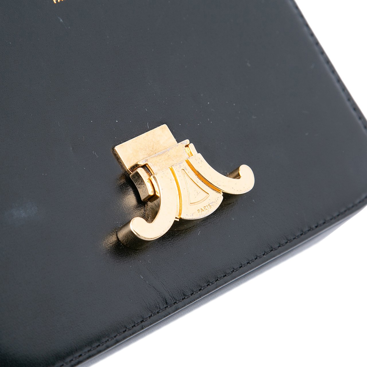 Celine Teen Shiny Calfskin Triomphe Crossbody Zwart