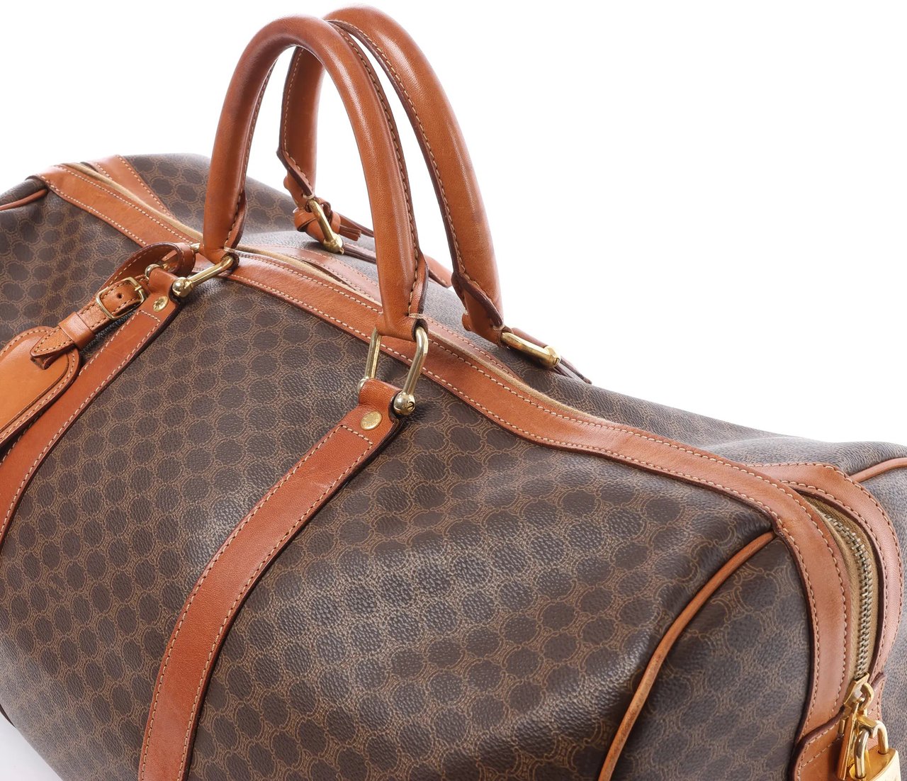 Celine Celine Macadam Boston PVC & Leather Travel Bag in Brown Bruin