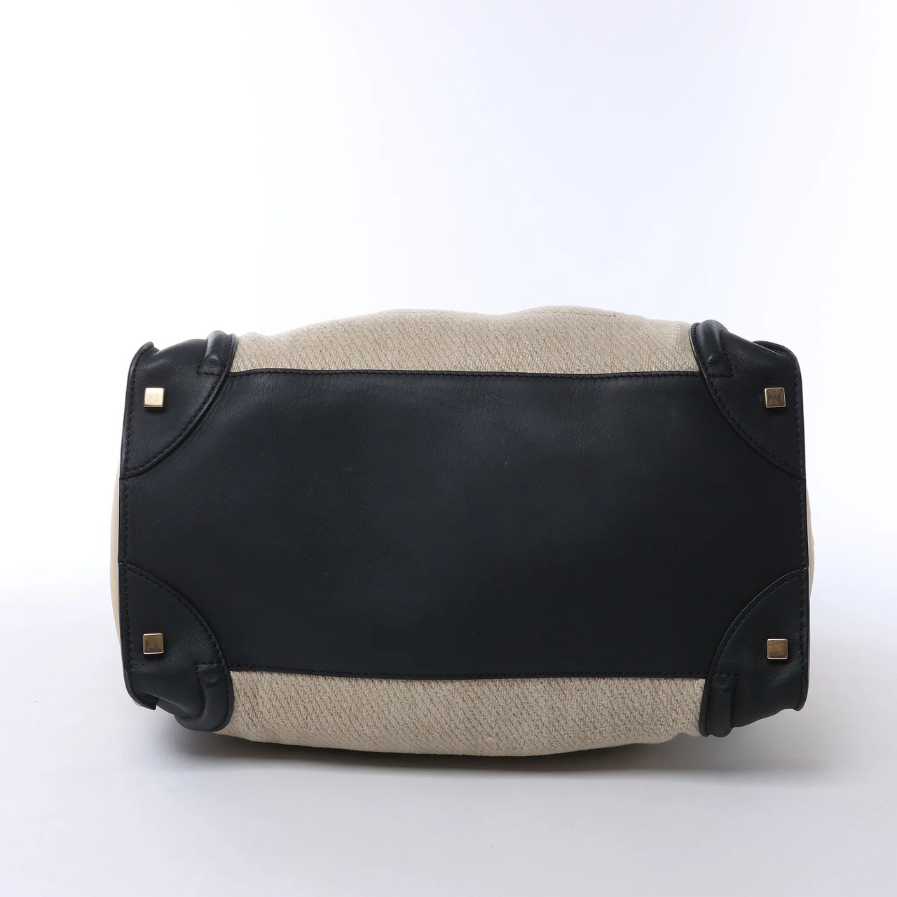 Celine Luggage Large Canvas & Leather Handbag in Beige x Black Beige