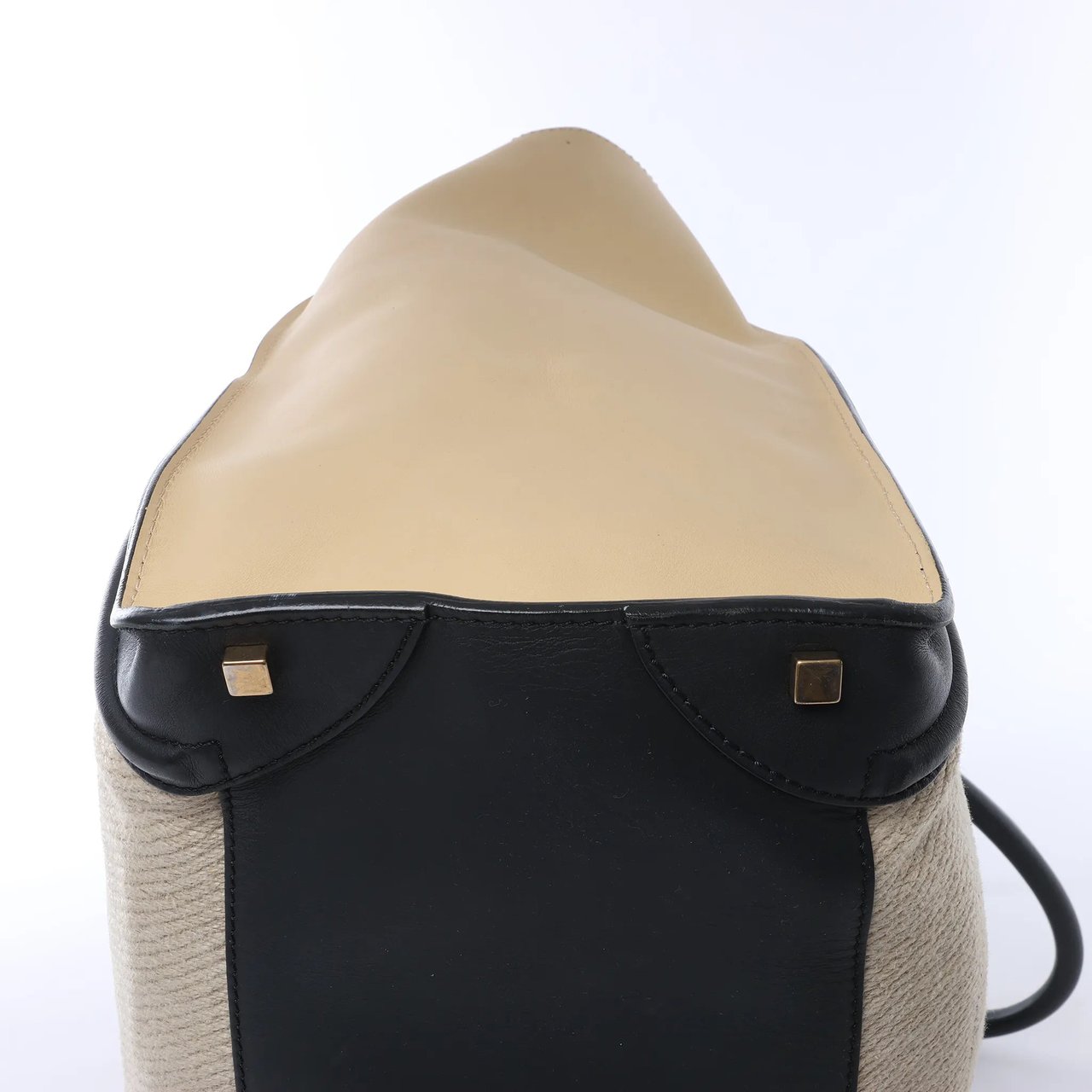 Celine Luggage Large Canvas & Leather Handbag in Beige x Black Beige