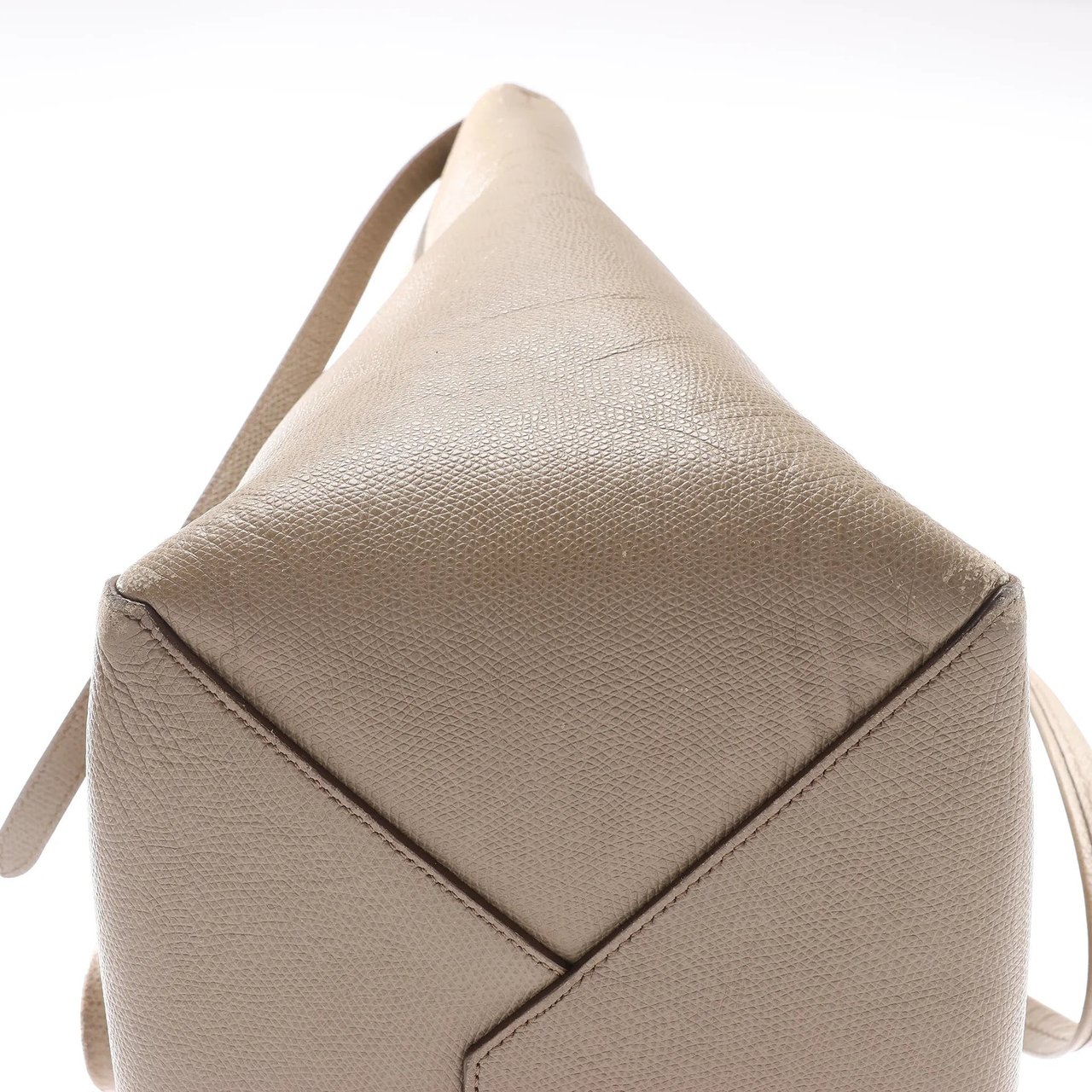 Celine Cabas Phantom Small Leather Shoulder Bag in Beige Beige
