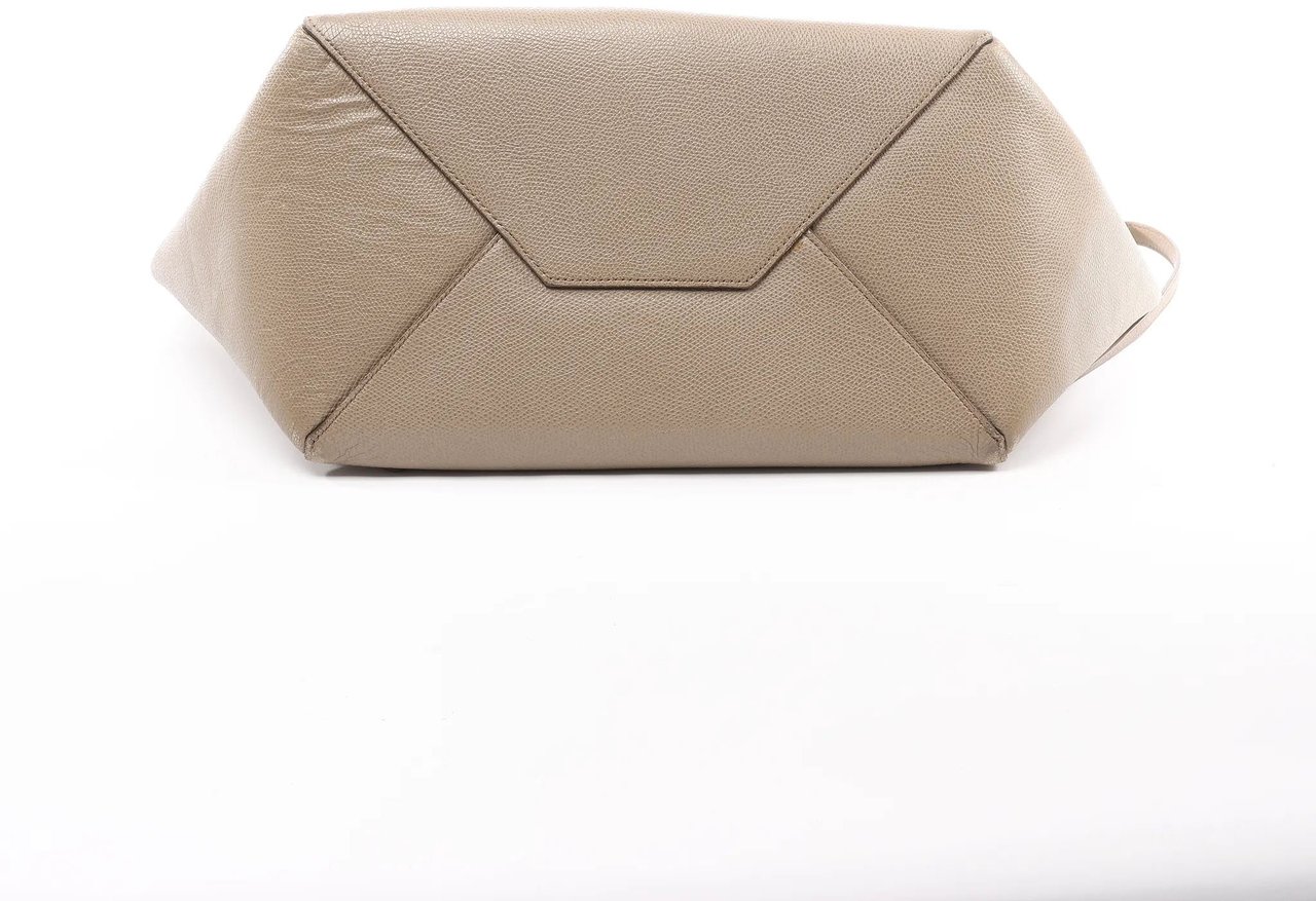 Celine Cabas Phantom Small Leather Shoulder Bag in Beige Beige