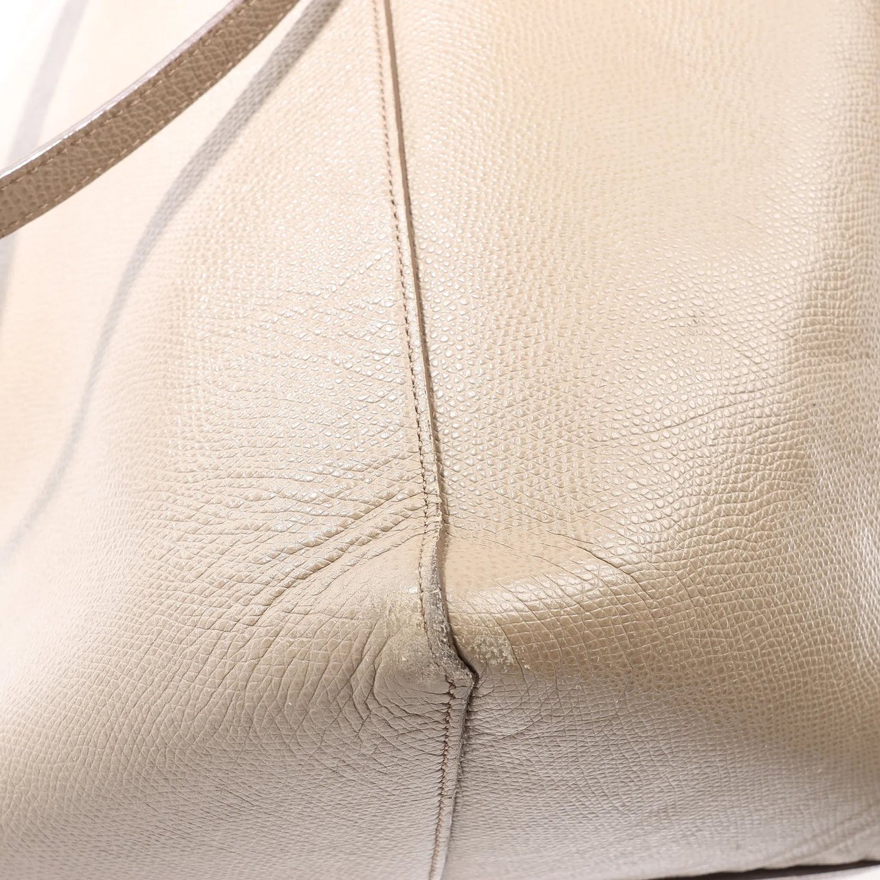 Celine Cabas Phantom Small Leather Shoulder Bag in Beige Beige