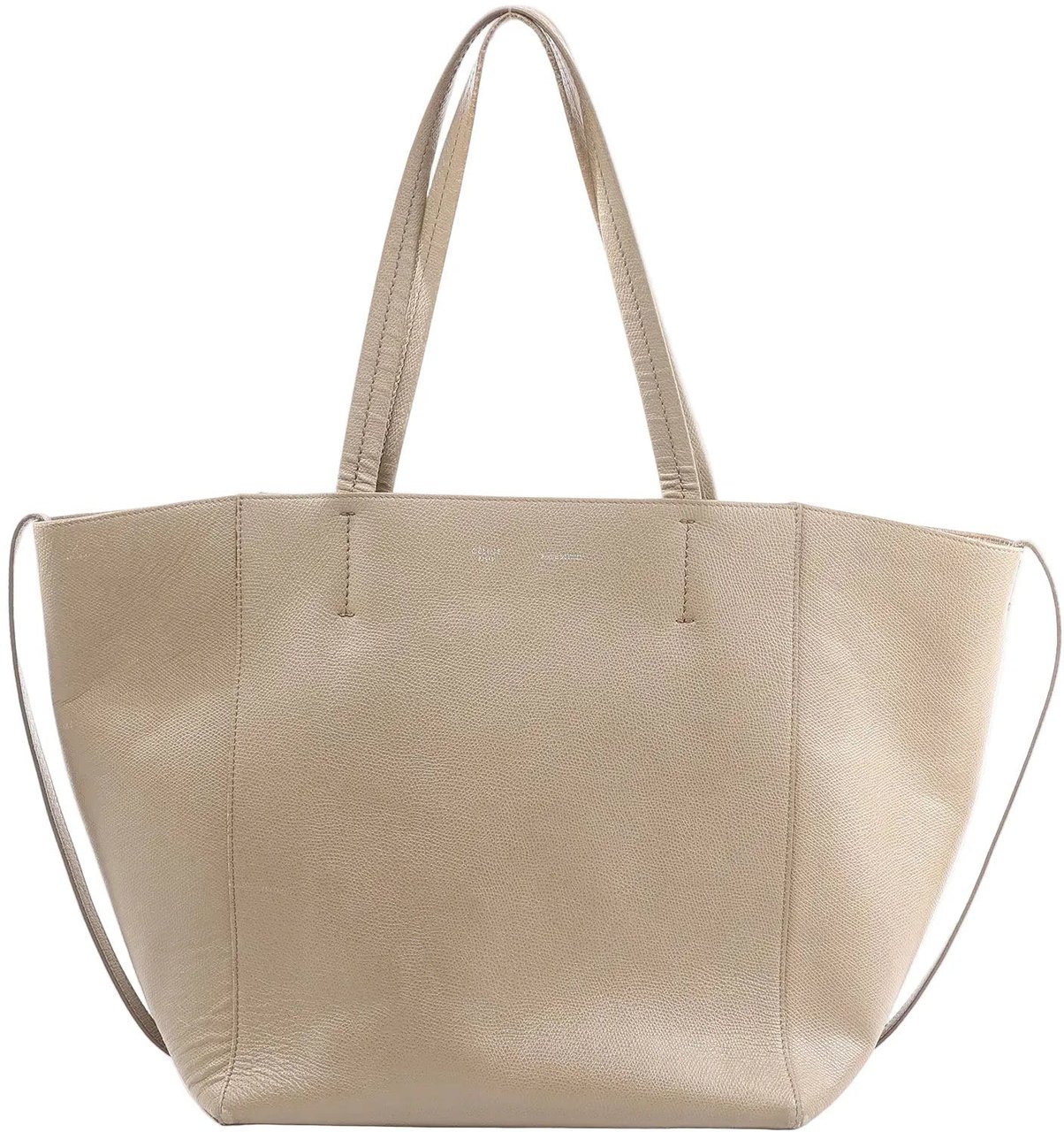 Celine Cabas Phantom Small Leather Shoulder Bag in Beige Beige