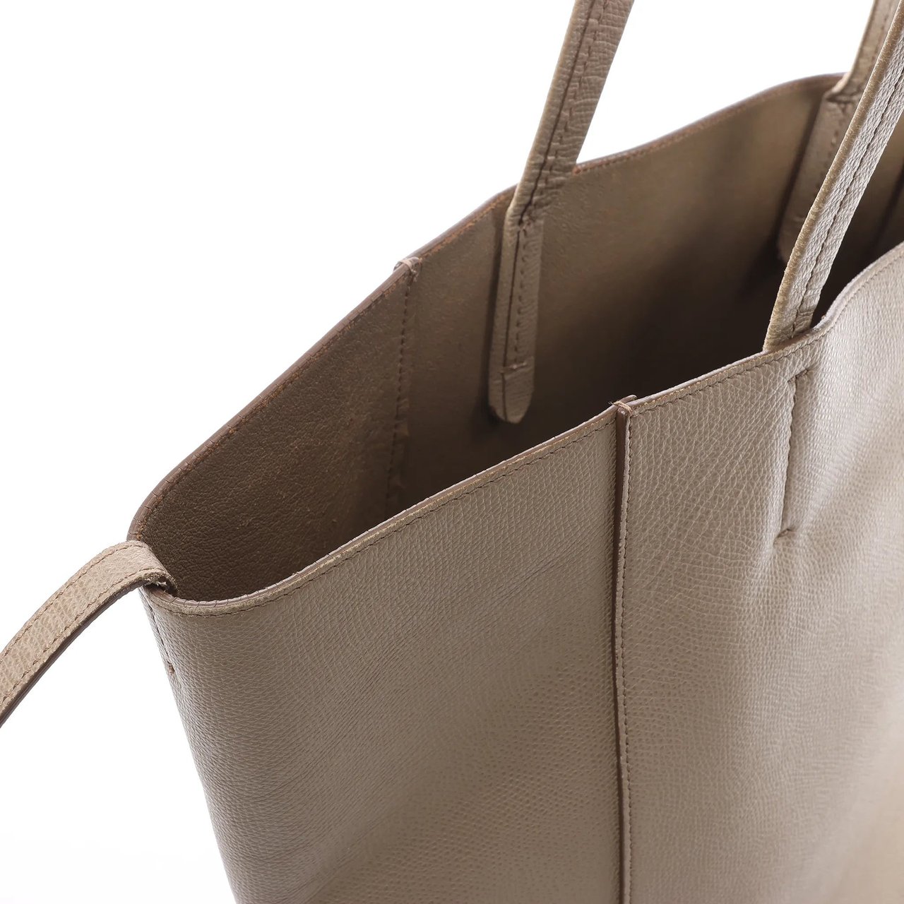 Celine Cabas Phantom Small Leather Shoulder Bag in Beige Beige