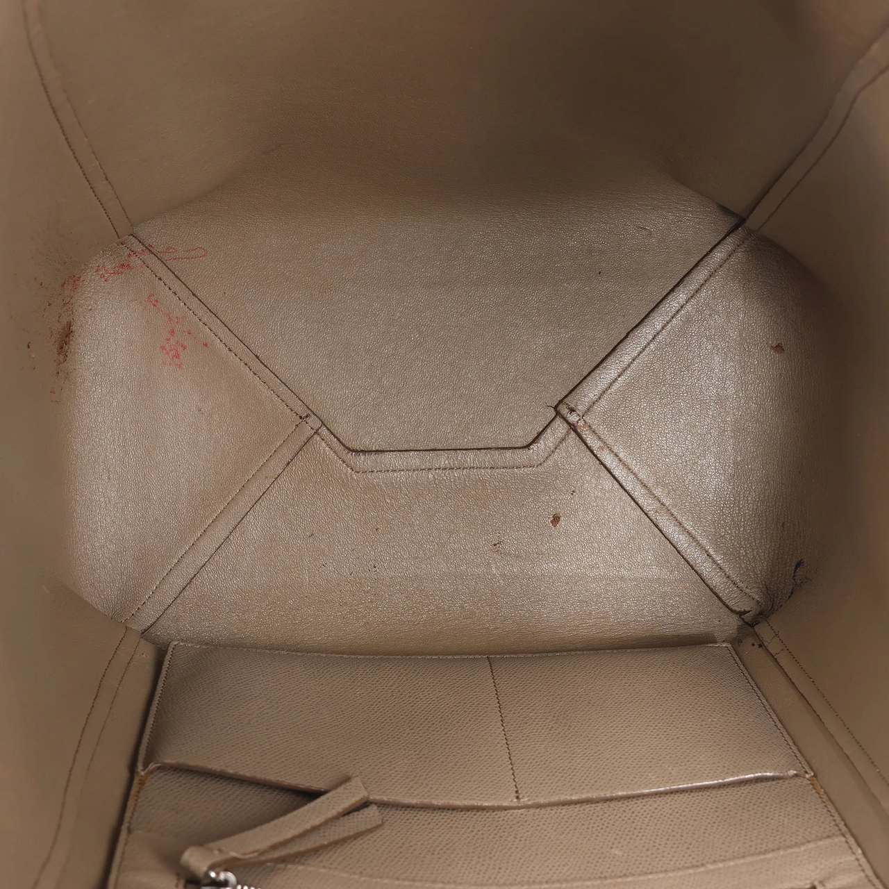 Celine Cabas Phantom Small Leather Shoulder Bag in Beige Beige