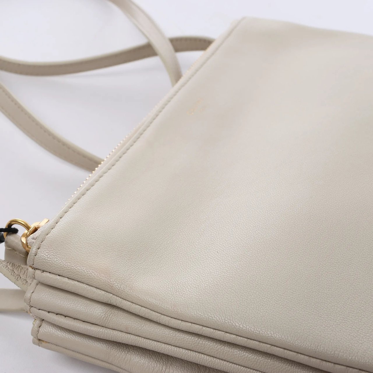 Celine Trio Small Leather Crossbody bag in Ecru Divers