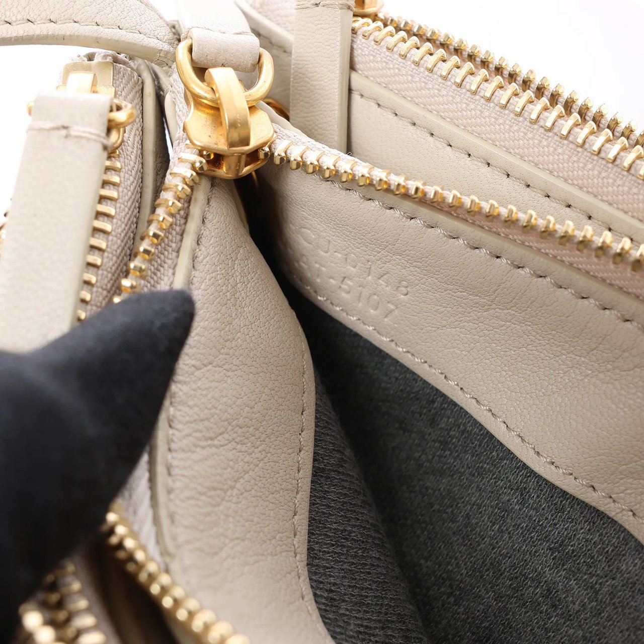 Celine Trio Small Leather Crossbody bag in Ecru Divers