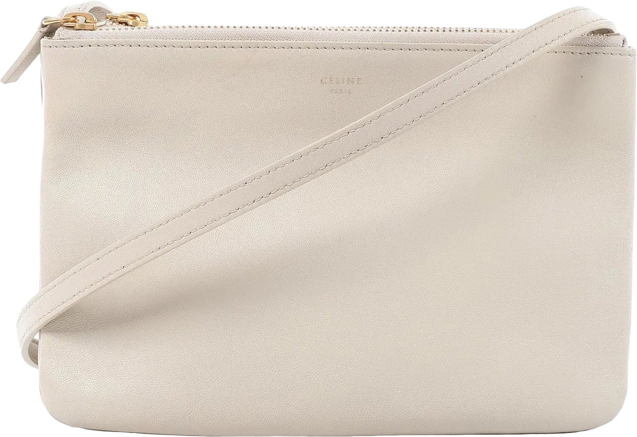Celine Trio Small Leather Crossbody bag in Ecru Divers