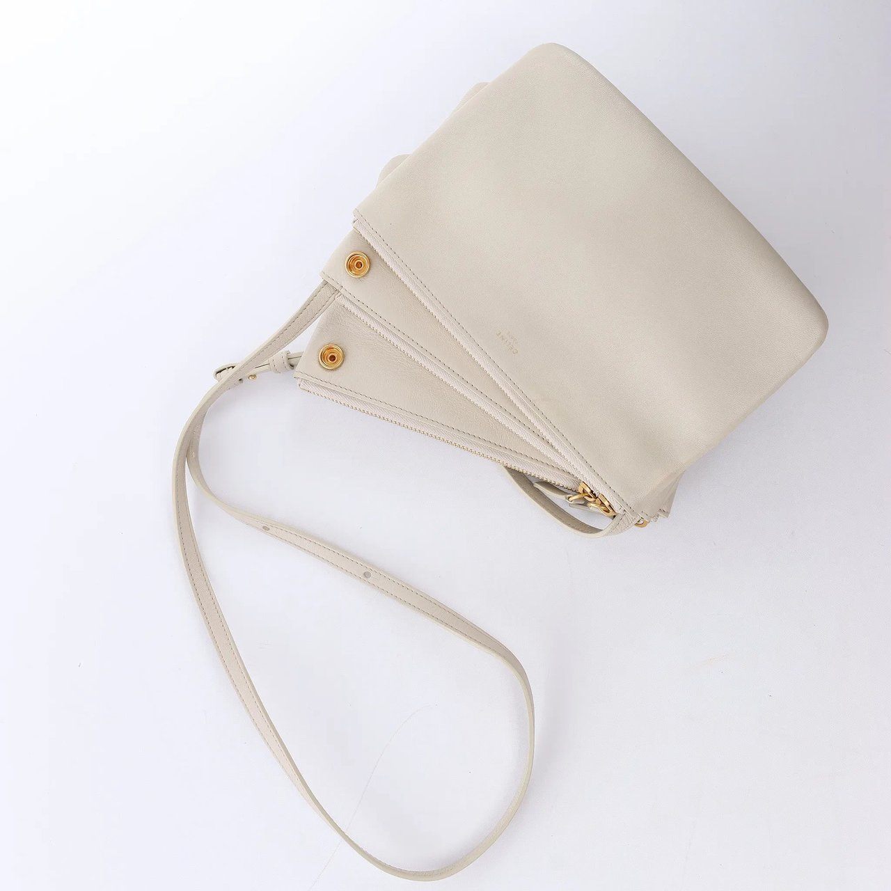 Celine Trio Small Leather Crossbody bag in Ecru Divers