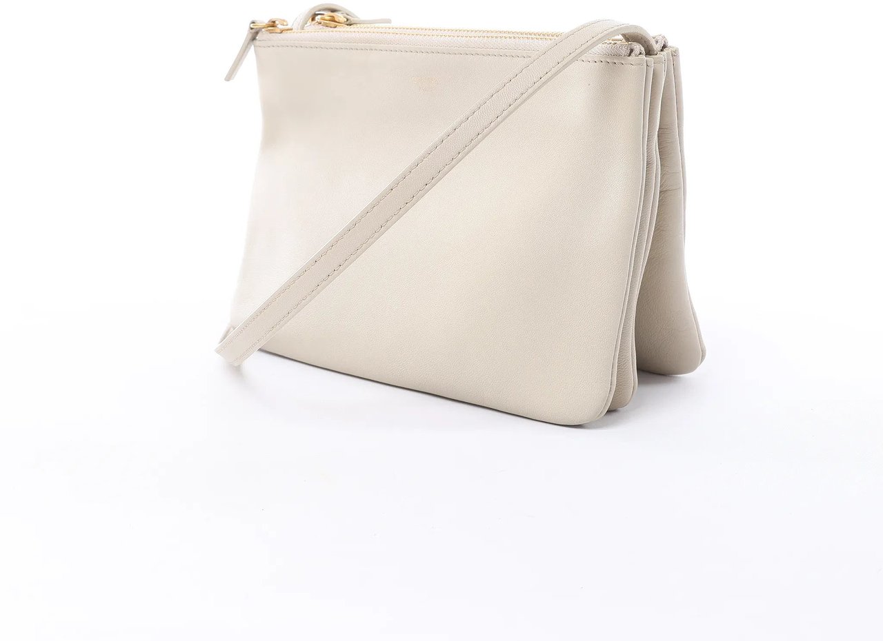 Celine Trio Small Leather Crossbody bag in Ecru Divers