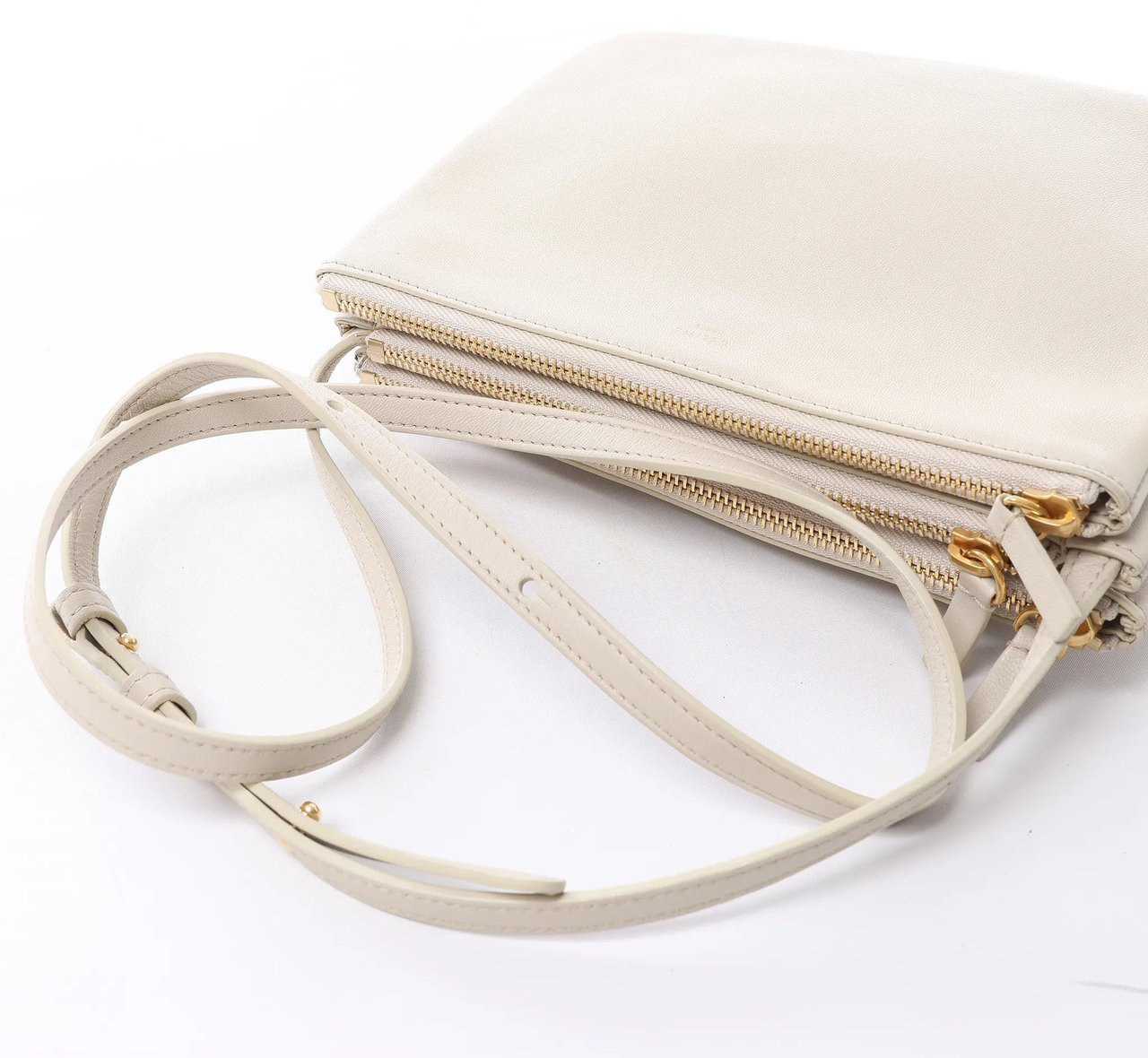 Celine Trio Small Leather Crossbody bag in Ecru Divers