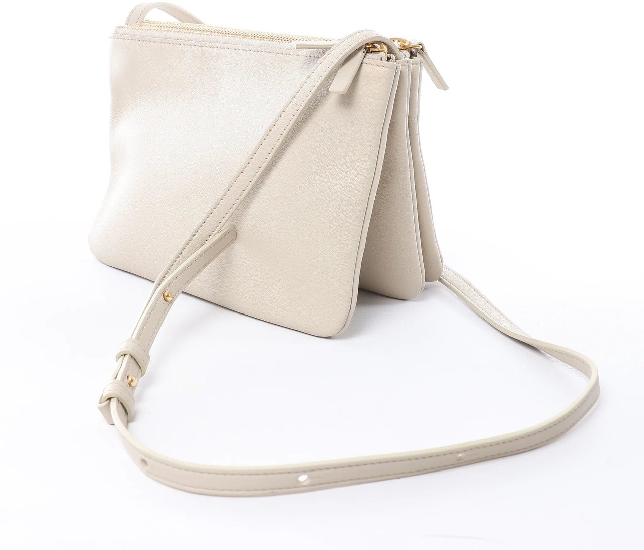 Celine Trio Small Leather Crossbody bag in Ecru Divers