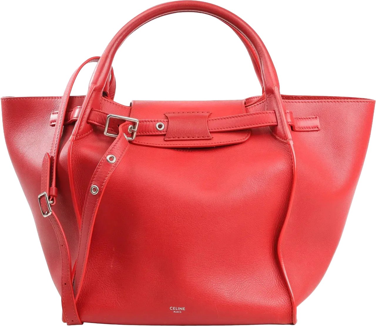 CELINE Big Bag Small Leather 2way Handbag in Red Rood