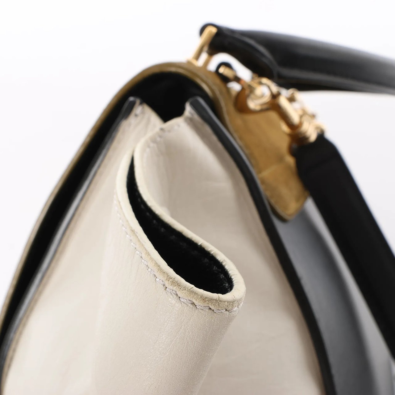 CELINE Trapeze Leather x Suede 2Way Handbag in Brown, Black, White Divers