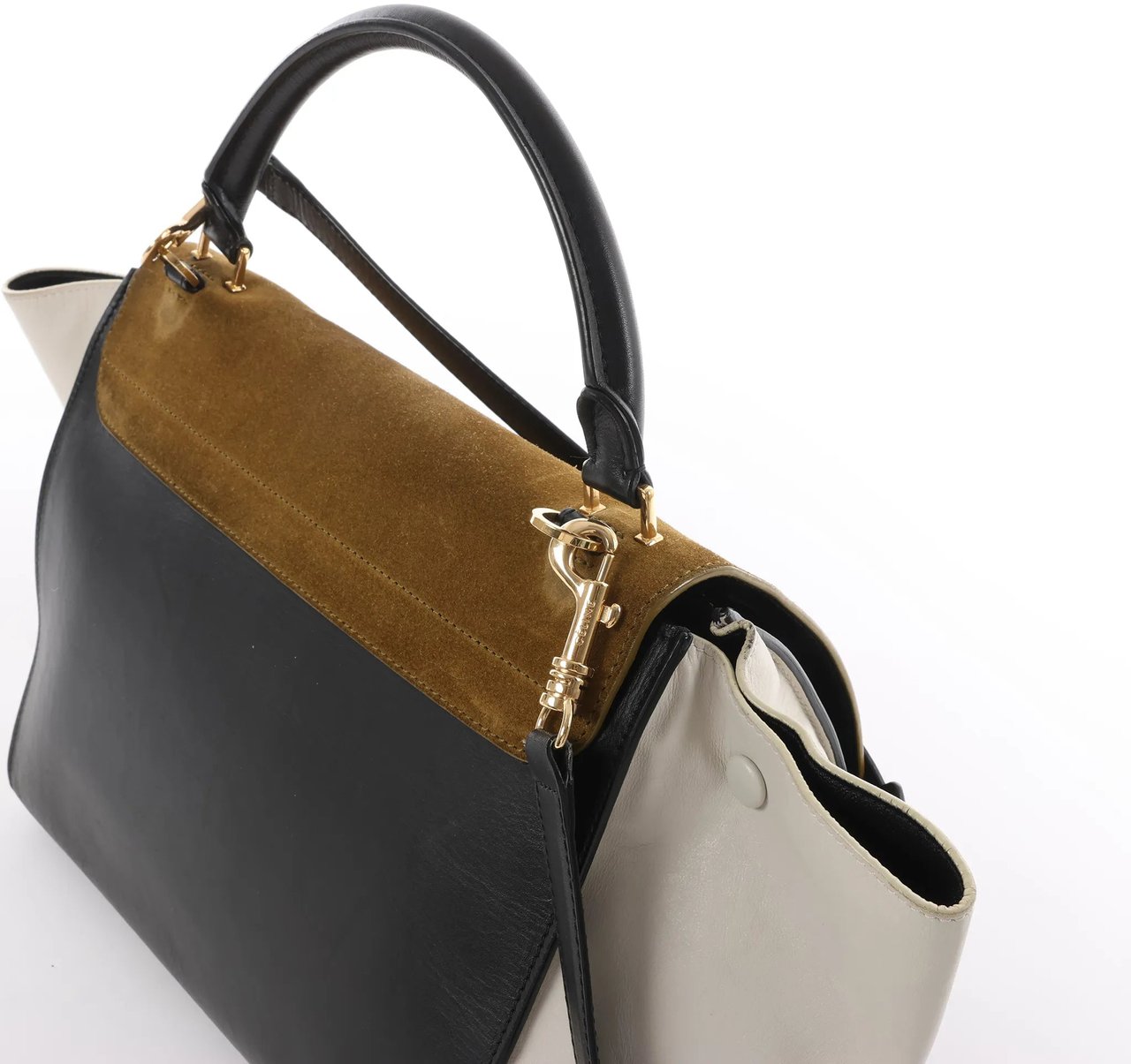 CELINE Trapeze Leather x Suede 2Way Handbag in Brown, Black, White Divers