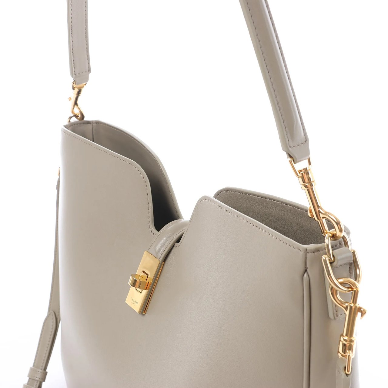 Celine Camille 16 Medium Leather 2Way Shoulder Bag in Beige Beige