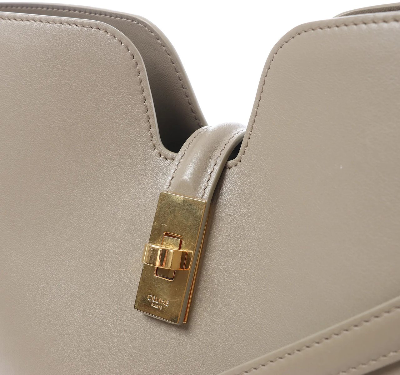 Celine Camille 16 Medium Leather 2Way Shoulder Bag in Beige Beige