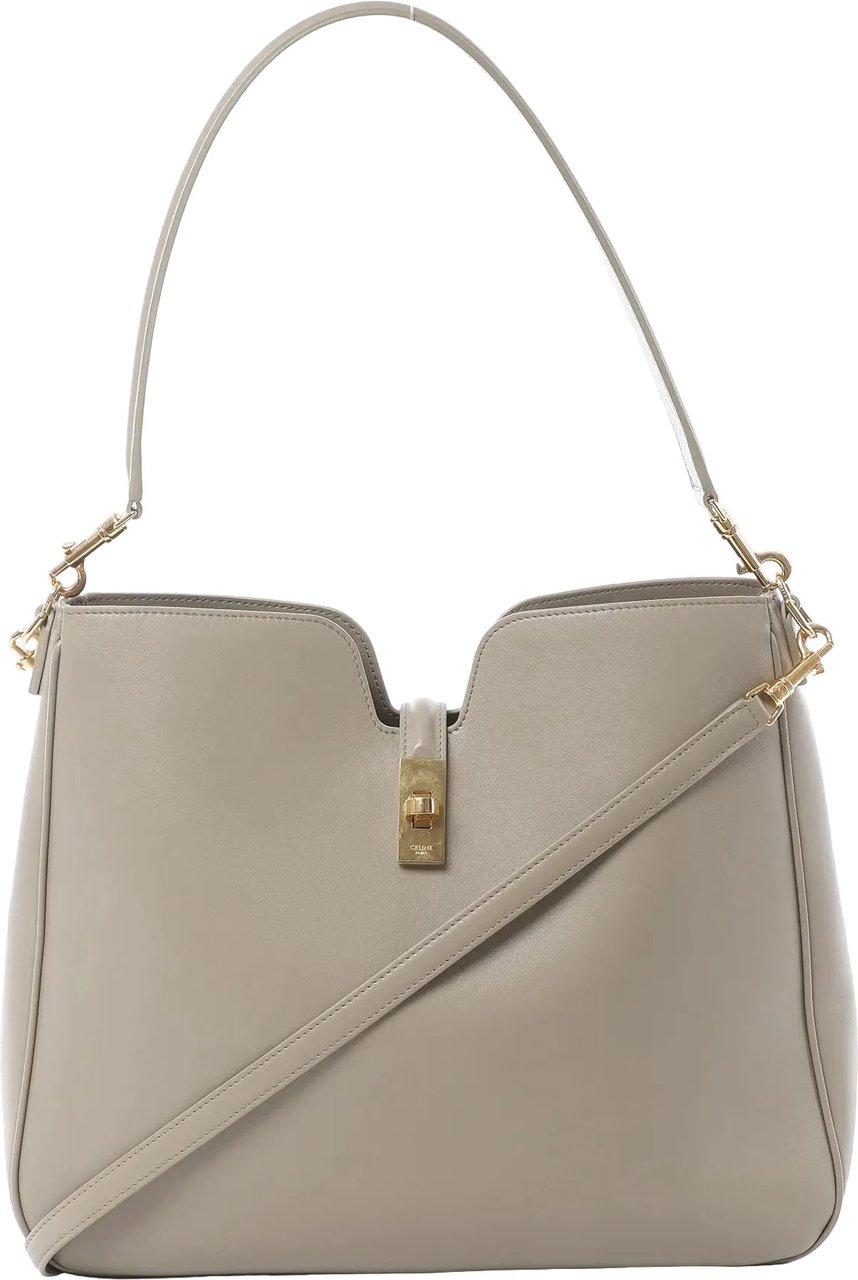 Celine Camille 16 Medium Leather 2Way Shoulder Bag in Beige Beige