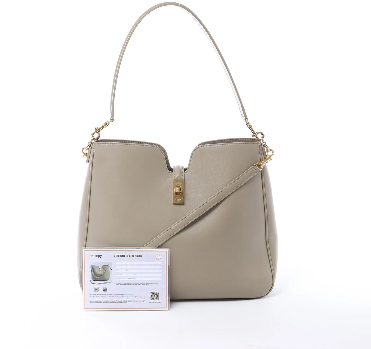 Celine Camille 16 Medium Leather 2Way Shoulder Bag in Beige Beige