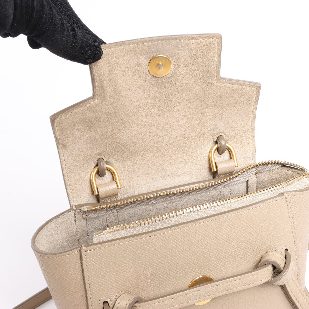 Celine Belt Bag Pico Leather 2way Handbag in Beige Beige