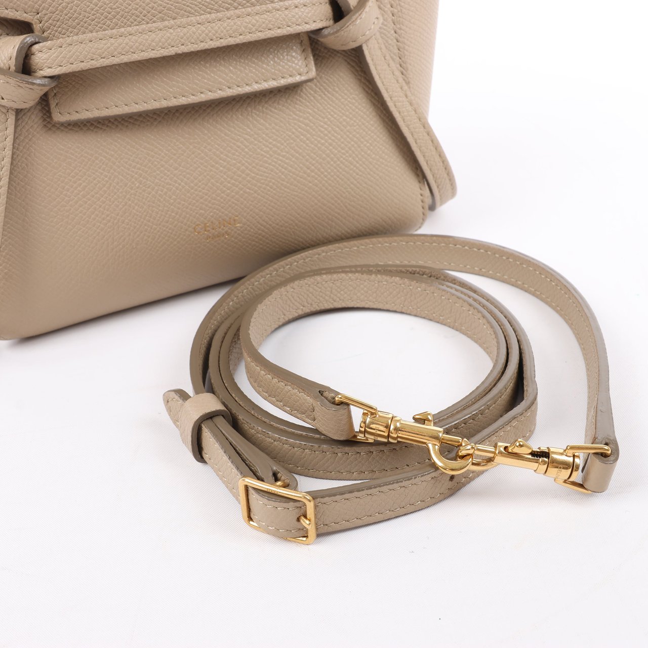 Celine Belt Bag Pico Leather 2way Handbag in Beige Beige