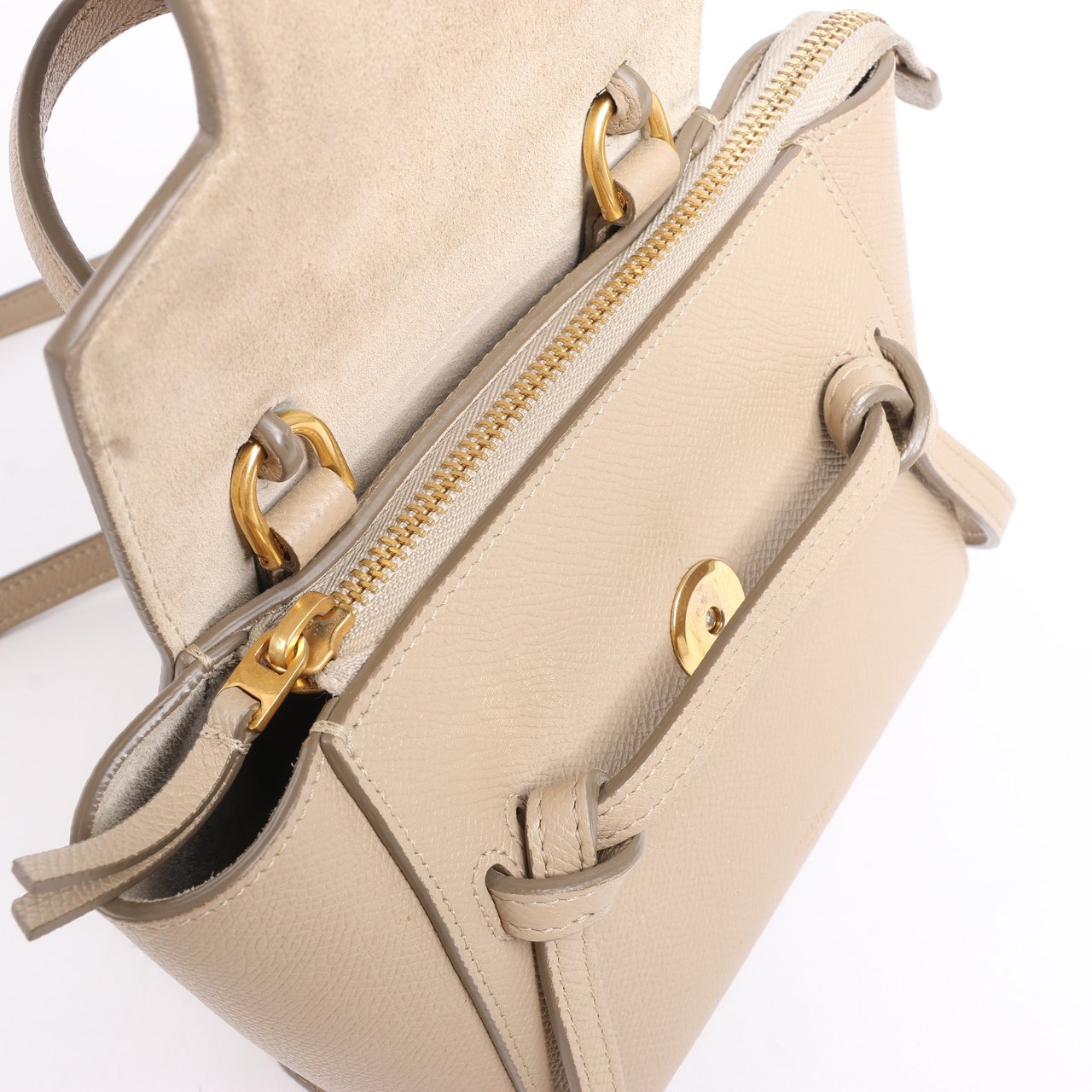 Celine Belt Bag Pico Leather 2way Handbag in Beige Beige