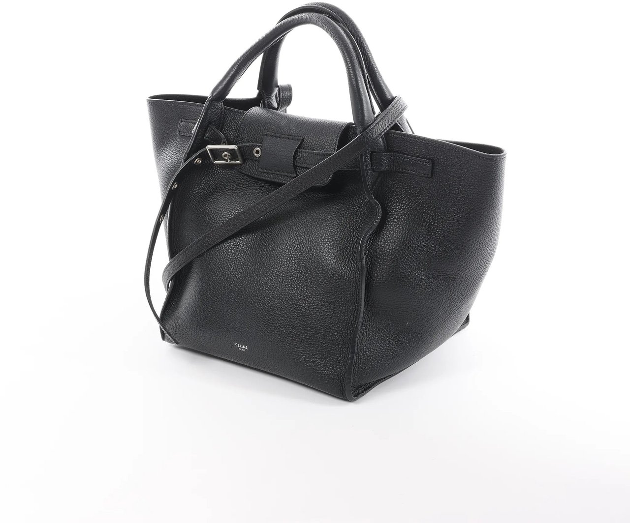 CELINE Big Bag Small Leather 2way Handbag in Black Zwart
