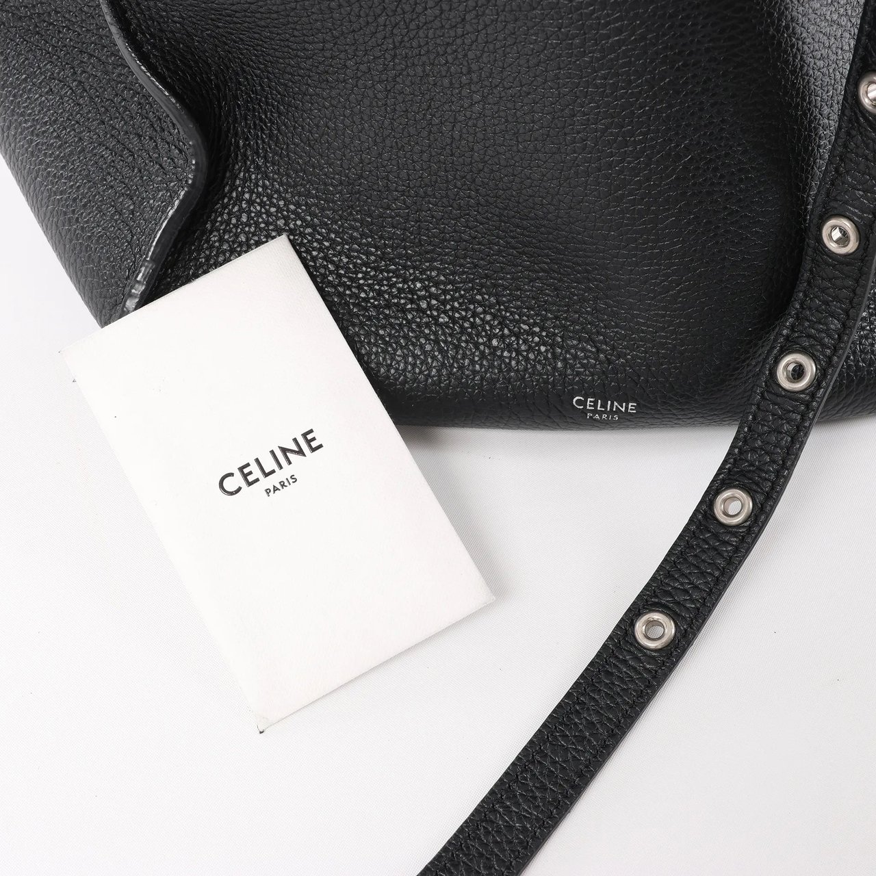 CELINE Big Bag Small Leather 2way Handbag in Black Zwart