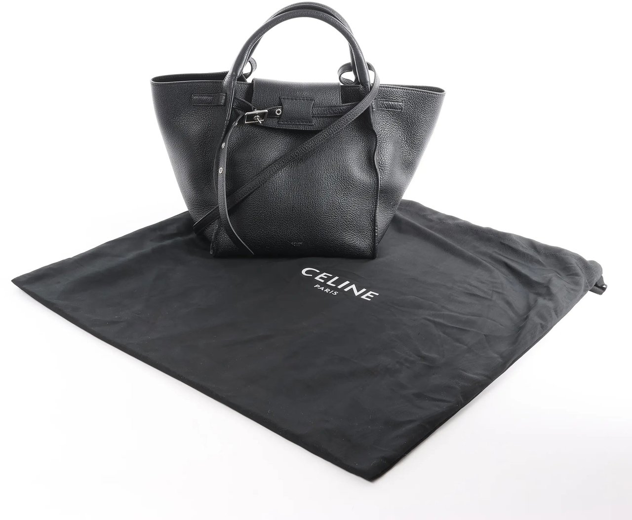CELINE Big Bag Small Leather 2way Handbag in Black Zwart