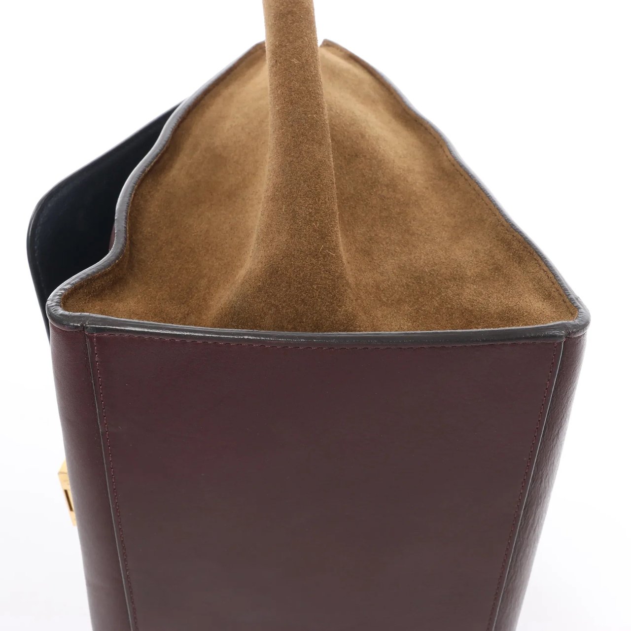CELINE Trapeze Leather x Suede 2Way Handbag in Navy Blue x Brown x Burgundy Divers