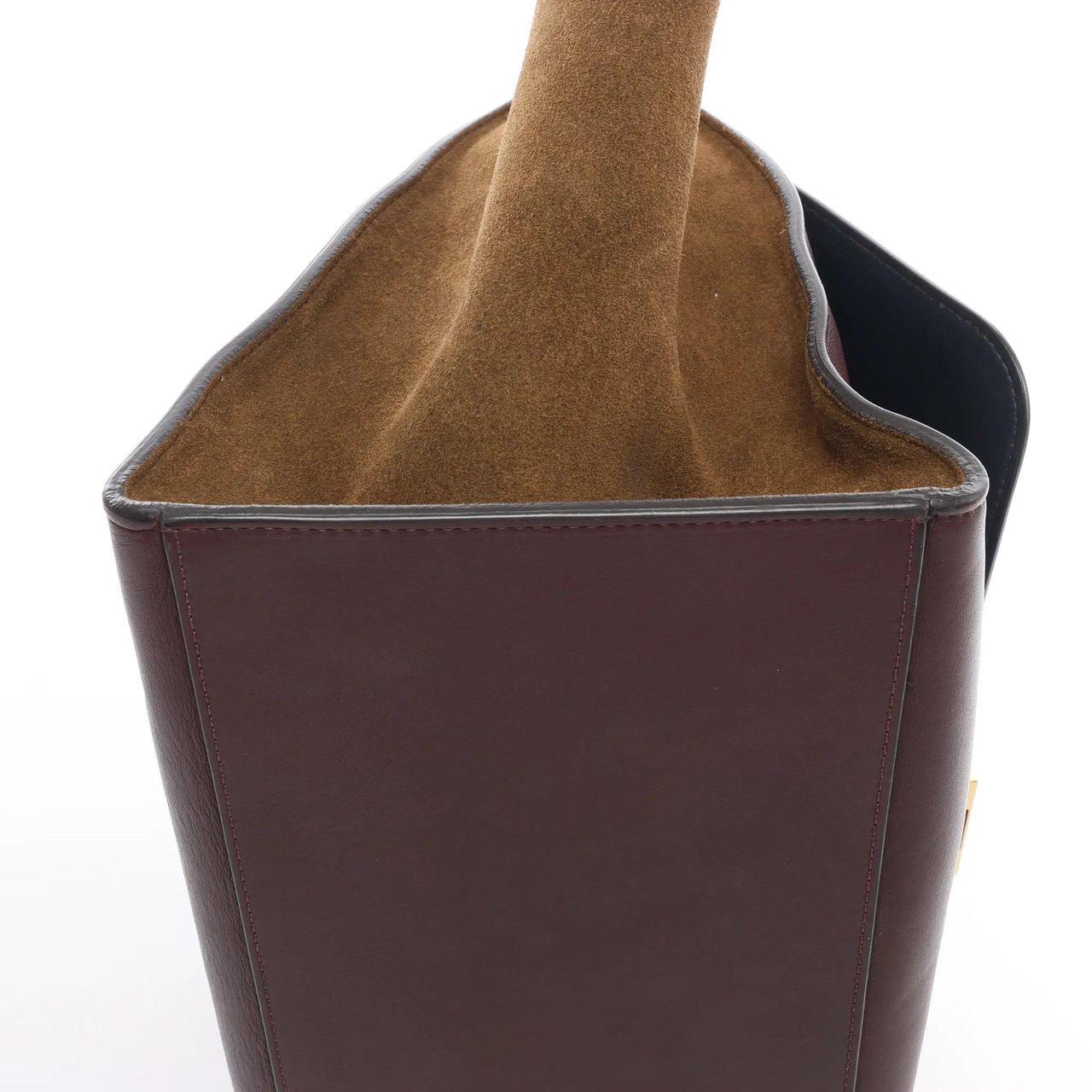 CELINE Trapeze Leather x Suede 2Way Handbag in Navy Blue x Brown x Burgundy Divers