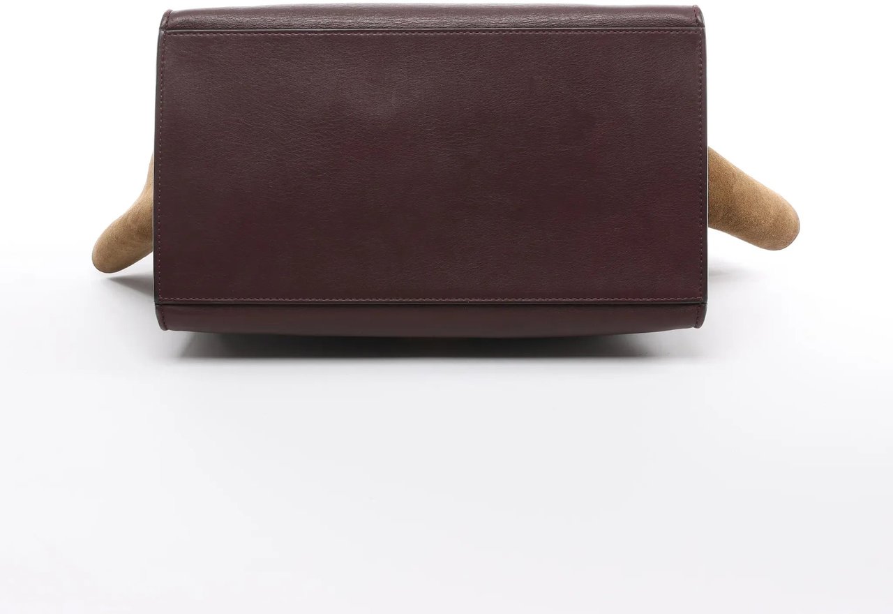 CELINE Trapeze Leather x Suede 2Way Handbag in Navy Blue x Brown x Burgundy Divers