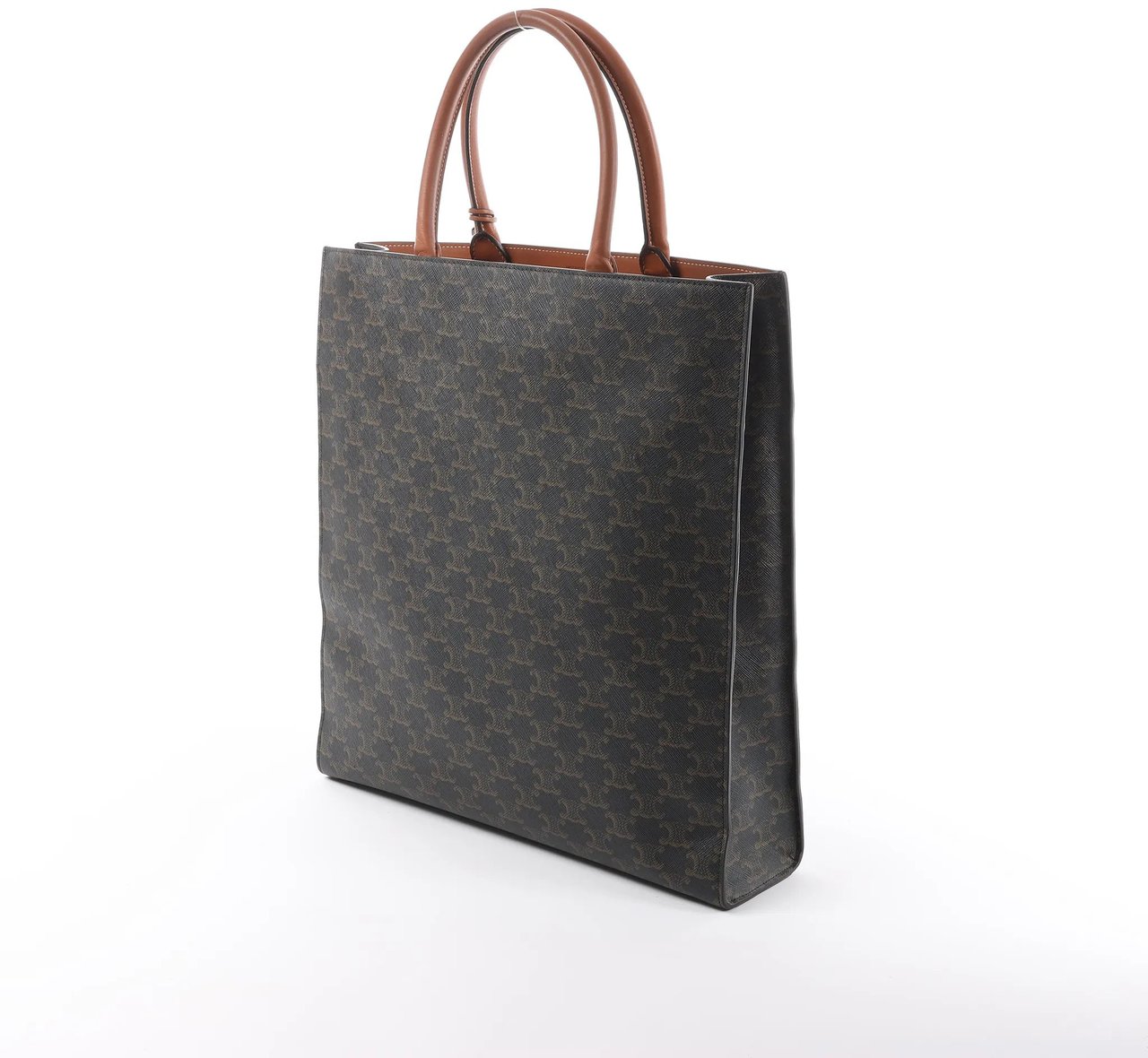 Celine Triomphe Vertical Cabas Large PVC x Leather Handbag in Black x Brown Zwart