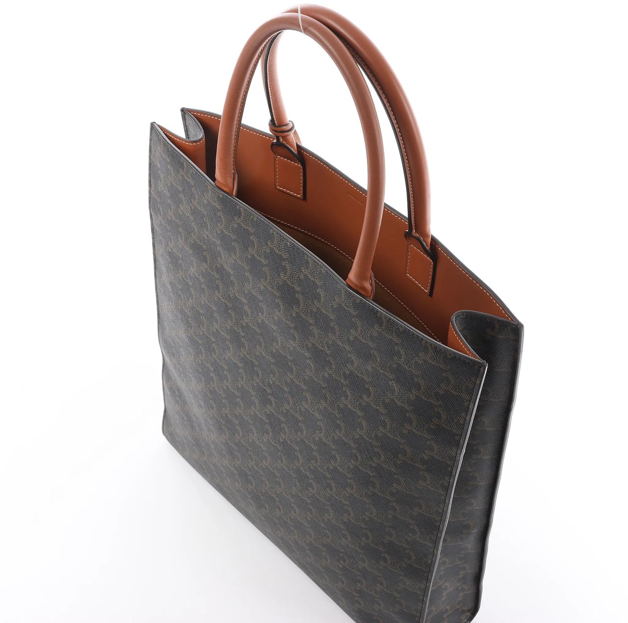 Celine Triomphe Vertical Cabas Large PVC x Leather Handbag in Black x Brown Zwart