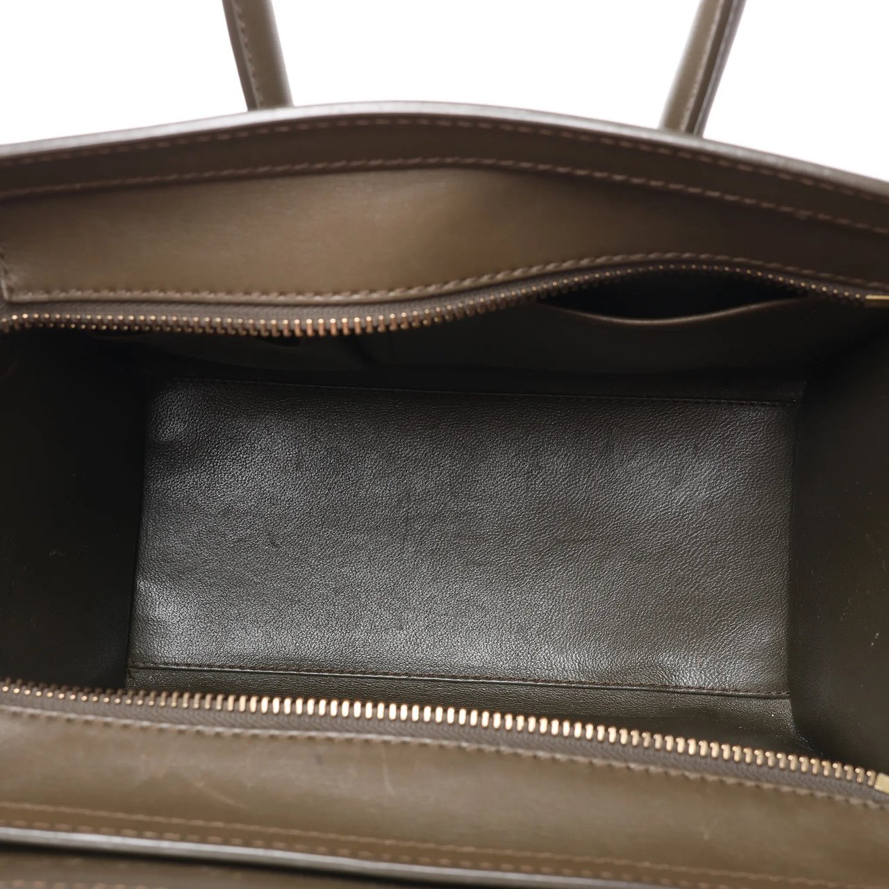Celine Luggage Micro Leather Handbag in Khaki Divers