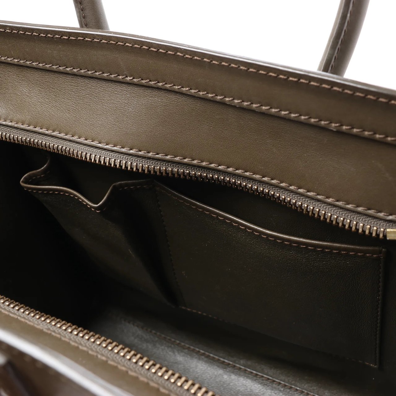 Celine Luggage Micro Leather Handbag in Khaki Divers