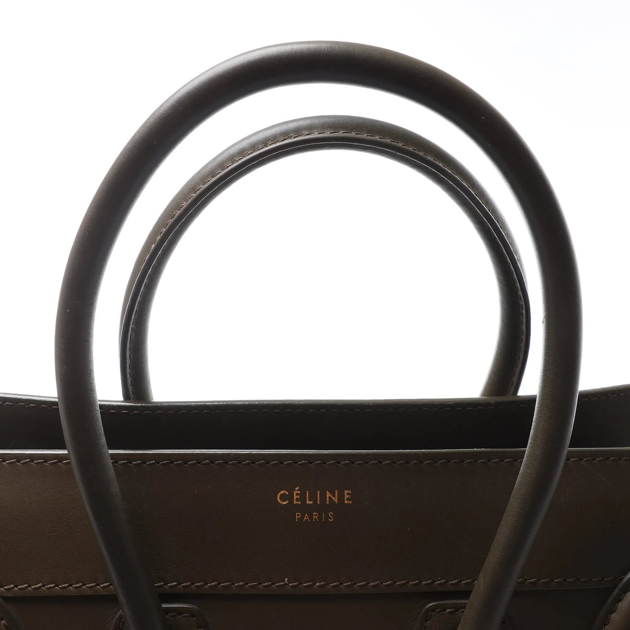 Celine Luggage Micro Leather Handbag in Khaki Divers