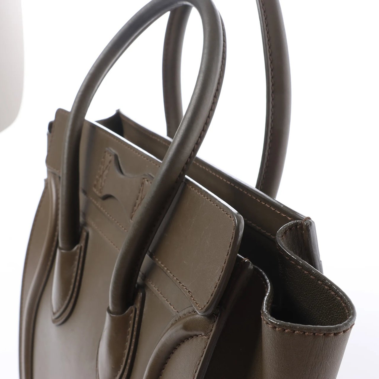 Celine Luggage Micro Leather Handbag in Khaki Divers